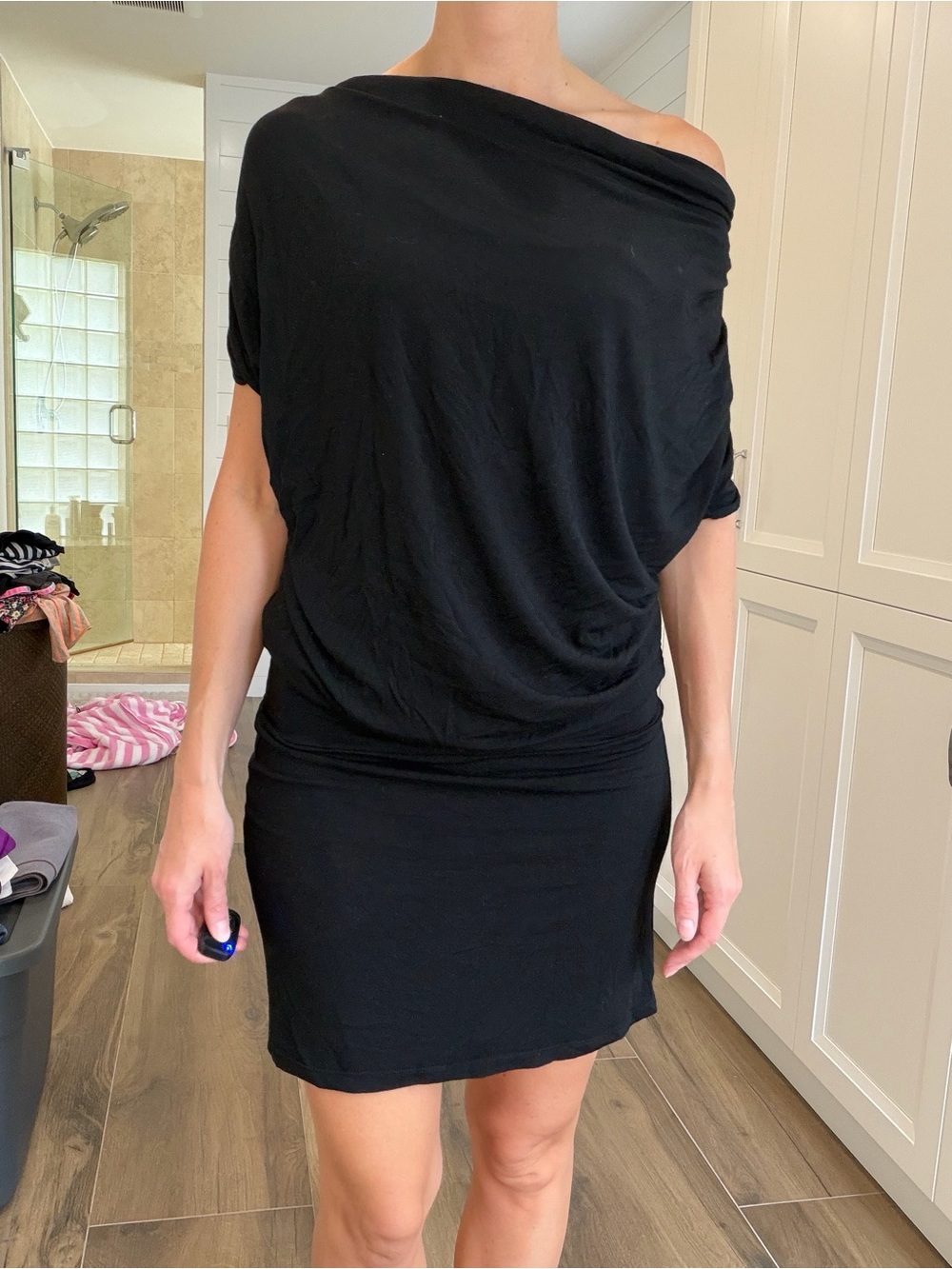 Black White House Black Market Wide Neck Dress